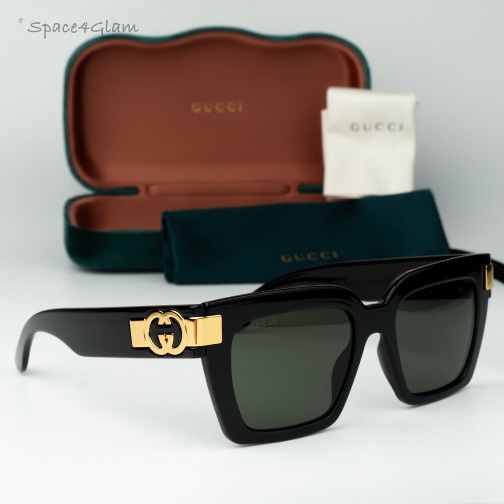 Gucci Women Sunglasses Black Grey Square GG1689S 001 NEW AUTHENTIC